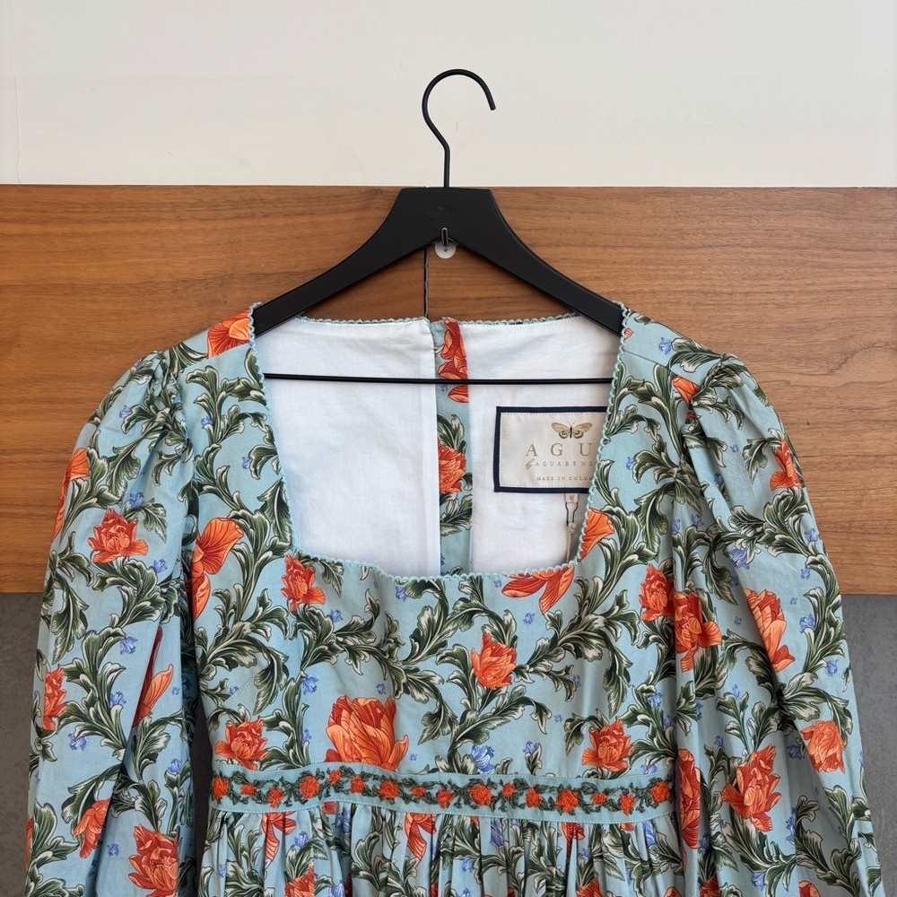 NWT AGUA BY AGUA BENDITA AVENA PEONIA ATARDECER MINI DRESS, SIZE M - Picture 12 of 16